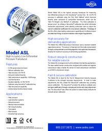 Thumbnail of document Data Sheet - ASL High Accuracy Pressure Transducer